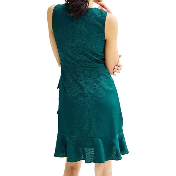 Nine West Sleeveless Mock Wrap Mini Dress Green Size XXL - Picture 3 of 5